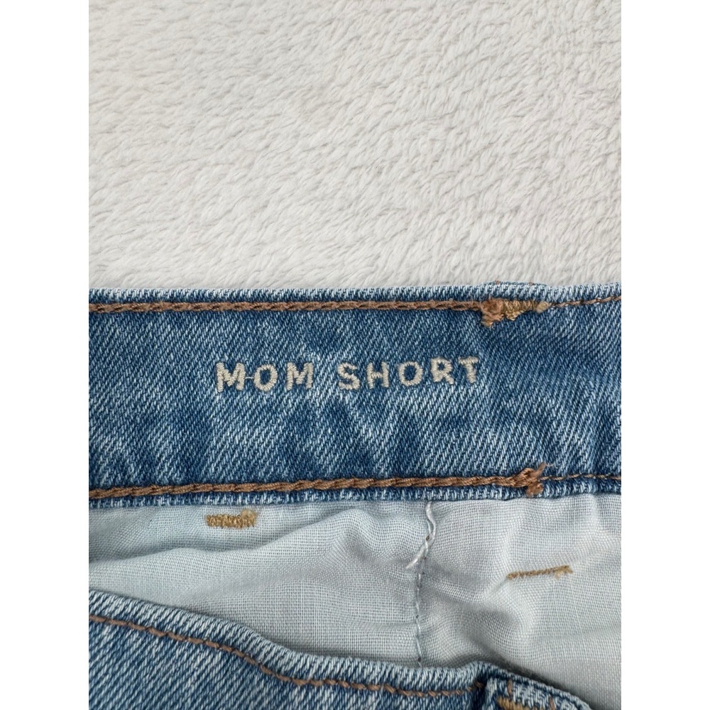 American Eagle Mom Shorts Womens 10 Blue Denim High Waisted Pleated Cuffed Hem - Picture 5 of 6